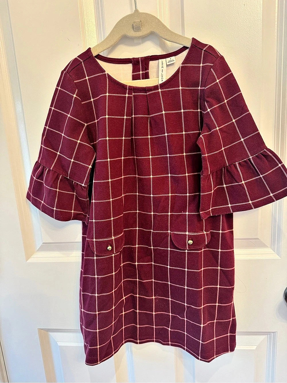 Janie and Jack Checkered Flare Sleeve Mini Dress